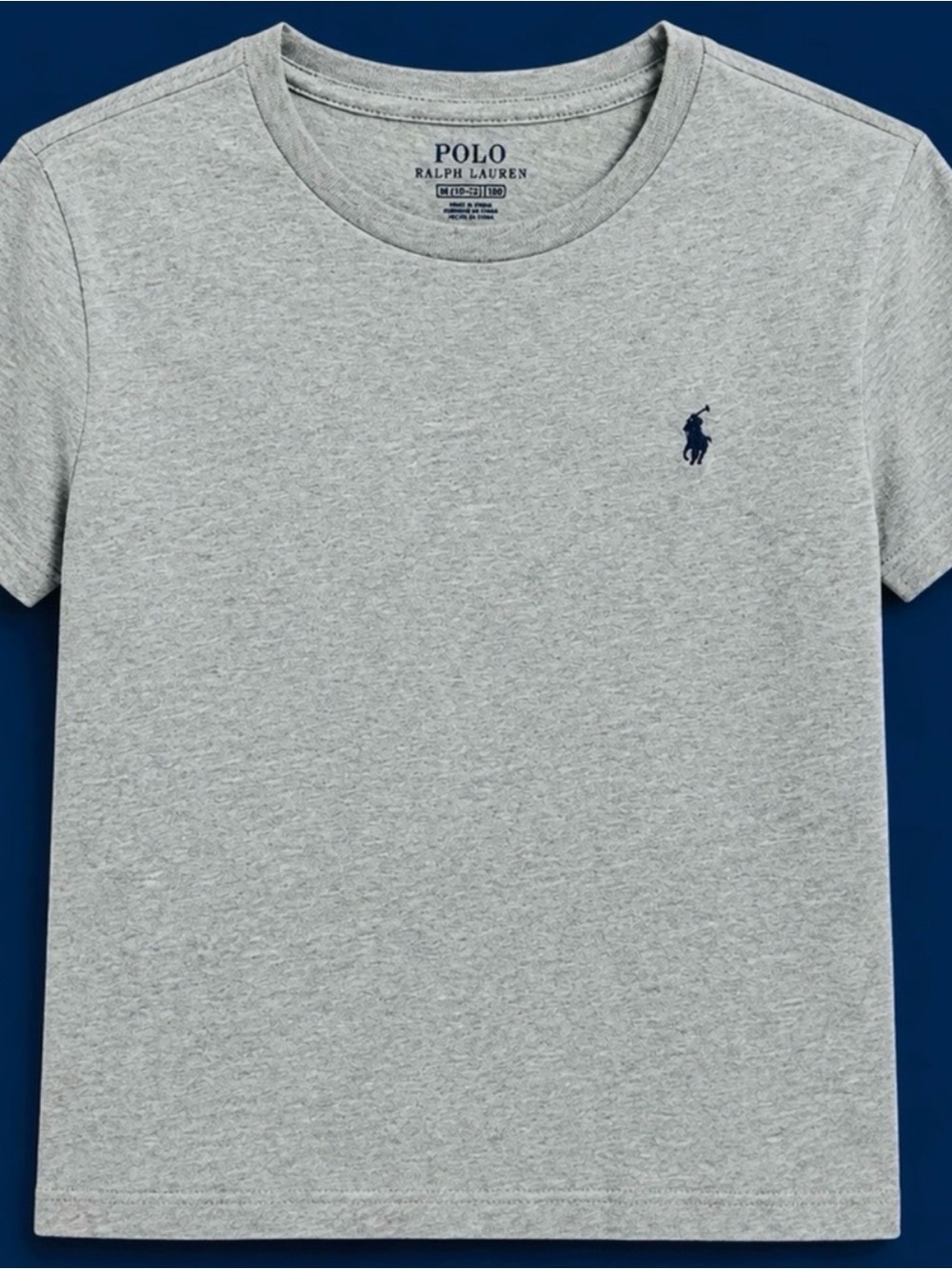 Polo by Ralph Lauren Youth Gray 🩶💙💫Tee with Navy Pony, Size Medium 10/12 Unisex